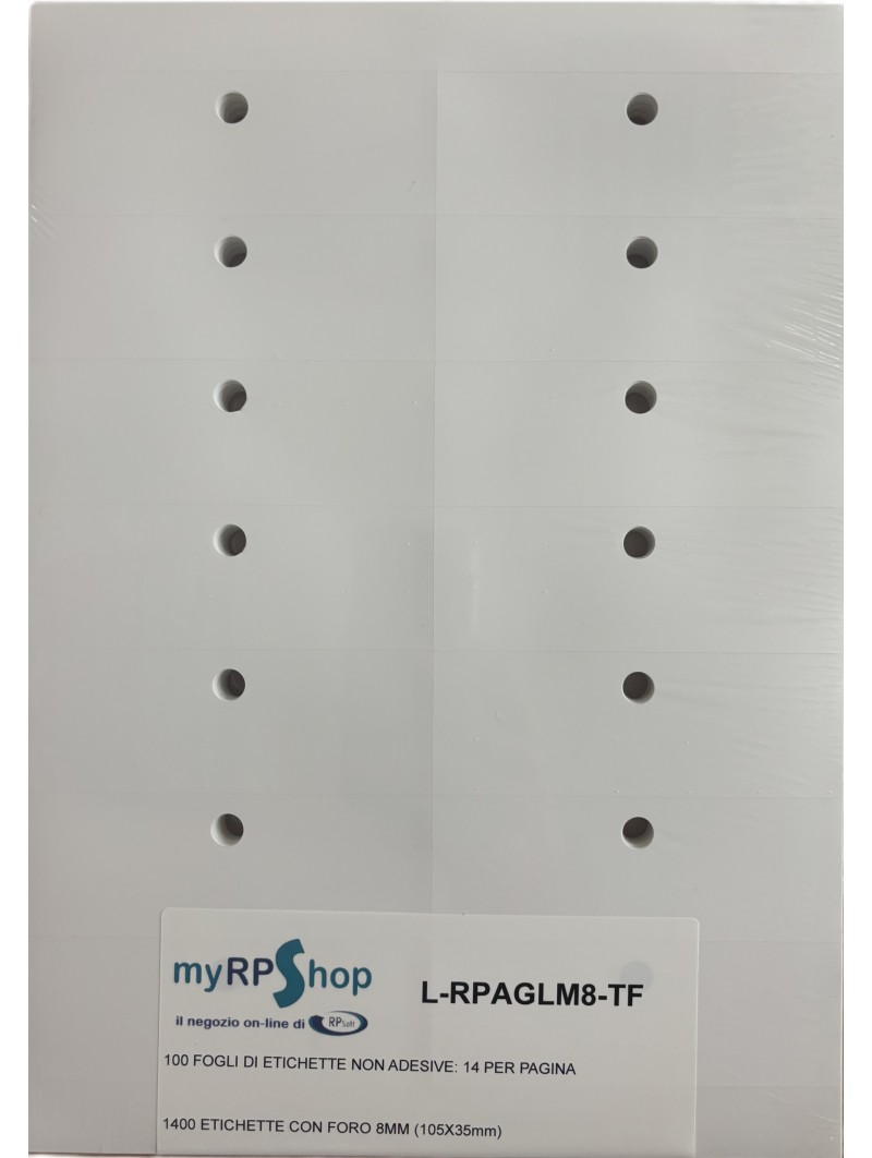 ETICHETTE CON FORO IN PLASTICA F.TO A4 per LASER 120gr