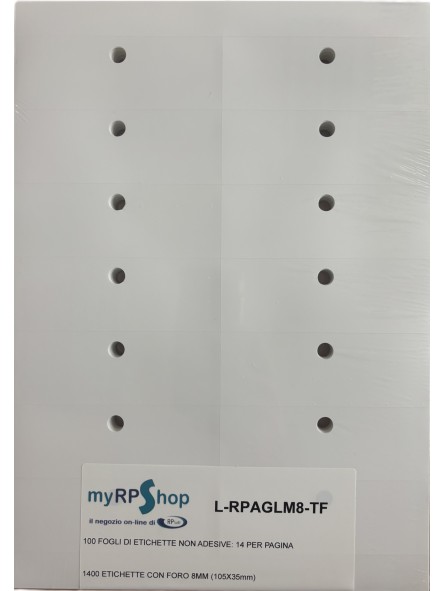 ETICHETTE CON FORO IN PLASTICA F.TO A4 per LASER 120gr